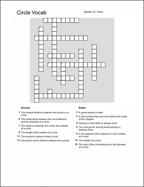 Crossword puzzle sample